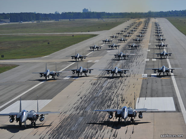 Nearly 70 F-15Es Take To Sky In Same Time