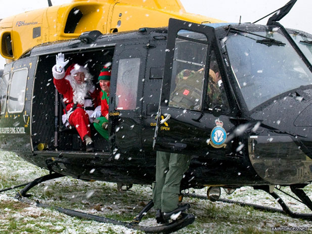 Santa swaps sleigh for helicopter